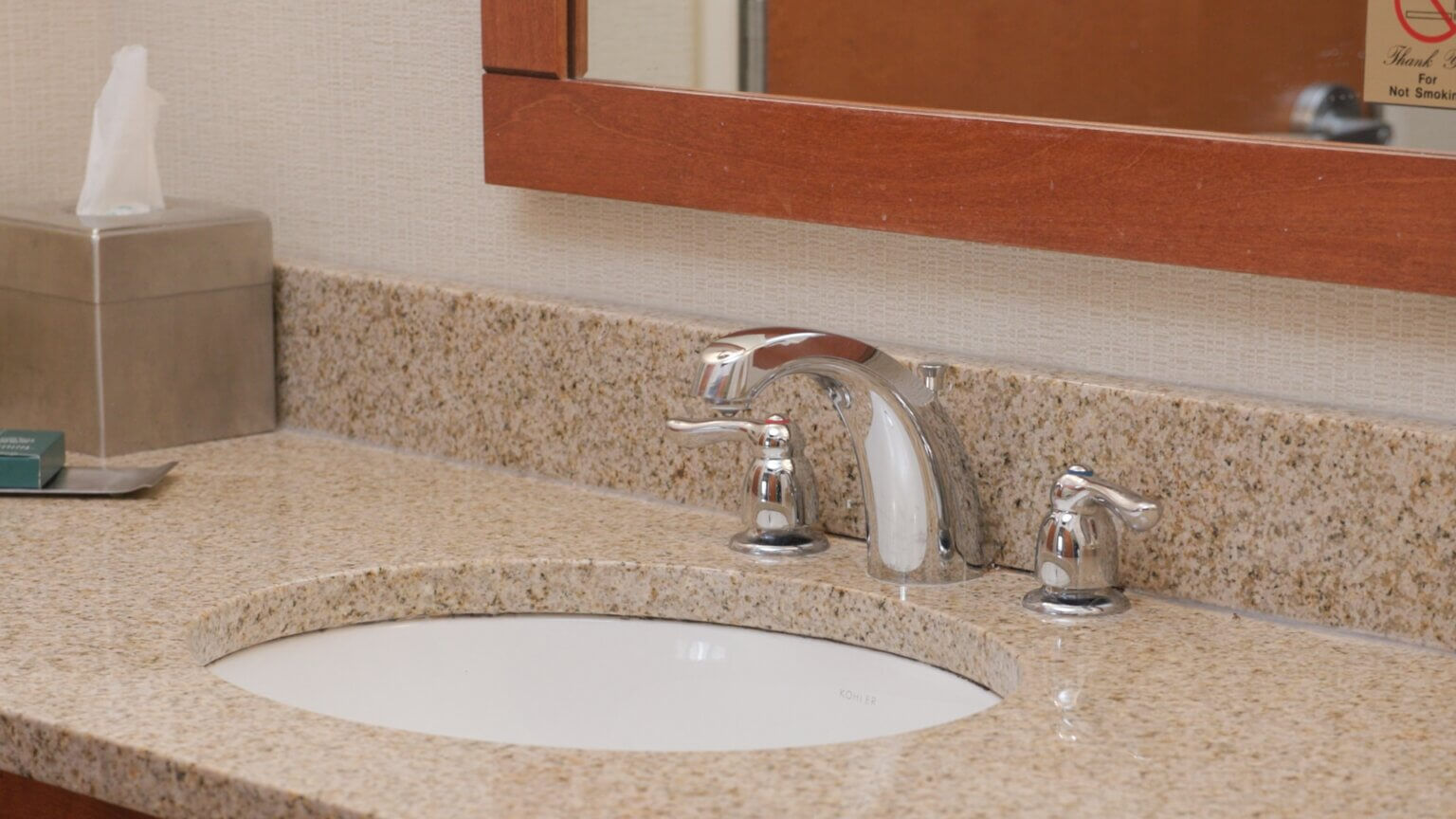 Hotel sink before renovation