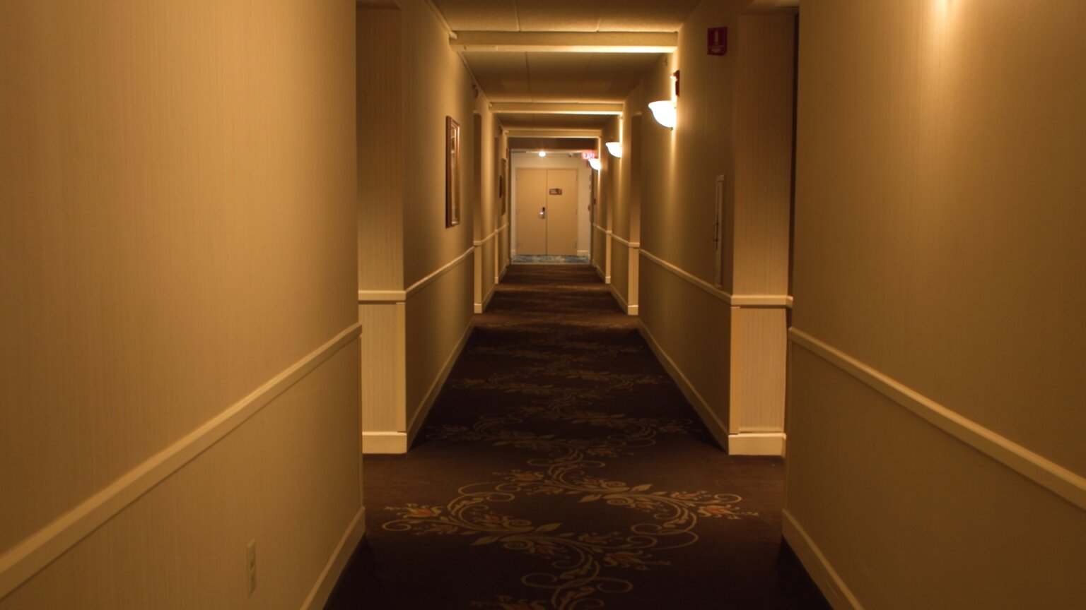 Hotel corridor before renovation